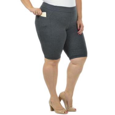 Imagem de Bermuda Cotton Bolso Celular Plus Size Fenomenal, Preto mescla, 54