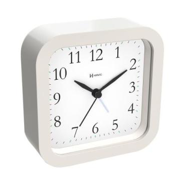 Imagem de Relógio Despertador Herweg Quartz Sem Tic Tac Branco Fosco 2645-132, ú