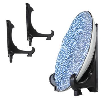 Imagem de Kit Com 2 Peças Suporte Para Pratos e Azulejos Preto 20cm - AC