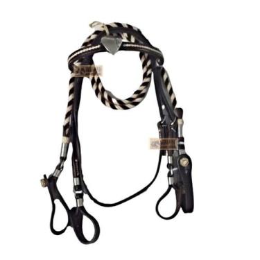 Imagem de Kit top rédea e cabeçada marrom para montaria cavalo - SELARIA SERRANO