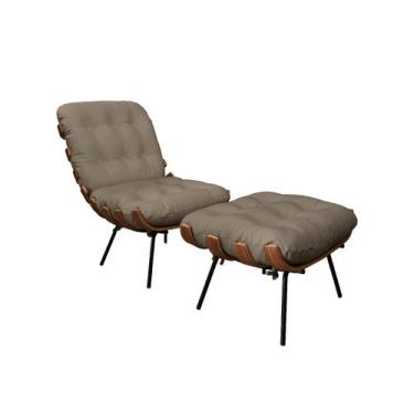 Imagem de Poltrona e Puff de Couro Costela - Avelã - Mempra - Mempra Design