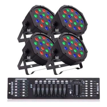 Imagem de Kit 4 Canhao De Led 18 Leds 1w Rgb Dmx Iluminacao + Mesa DMX - SHOWTEC