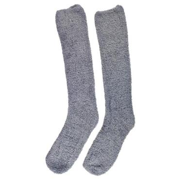 Imagem de Meia Pelúcia Feminino Adulto 3/4 Cano Alto Longa Inverno Proteção Frio