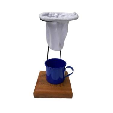 Imagem de Café Individual Caneca e coador - Demolição Azul Escuro - Silvana Vann