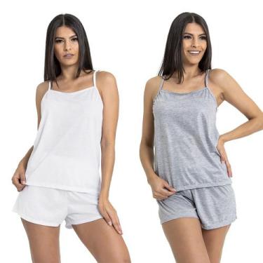 Imagem de Kit 2 Conjuntos Pijama Feminino Curto Baby Doll Fresquinho - M de Mulh