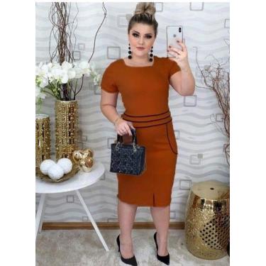 Imagem de Vestido Midi Plus Size Bolso Moda Evangélica Feminina - Miss Flower, T