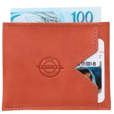 Imagem de Carteira  Slim Porta Cartões e CNH Artlux em Couro 953, Caramelo