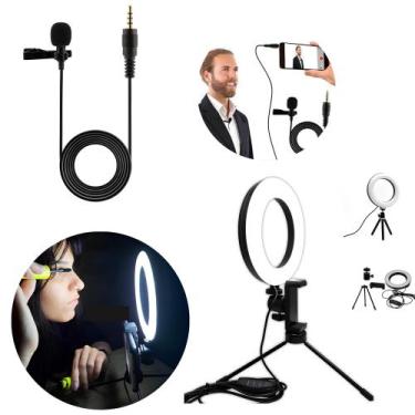 Imagem de Kit Youtuber com Microfone Lavalier e Ring Light Portátil USB - Kit Cr