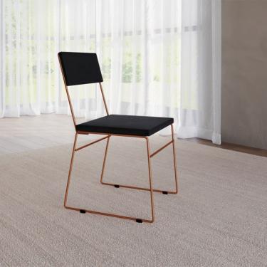 Imagem de Cadeira de Jantar Málaga Assento Veludo Preto Base Cobre