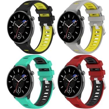 Imagem de QHBAMD Compatível com Amaz-fit GTS 2 Mini/GTS 4 Mini/GTR Mini/GTR 42 mm/Amaz-fit Bip 3/3 Pro/Amaz-fit GTS/GTS 2 3 4, pulseira esportiva de silicone macio de 20 mm (cinza, amarelo, azul lago, preto,