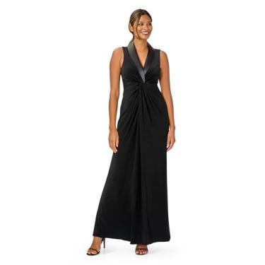 Imagem de Adrianna Papell Vestido de smoking feminino de jérsei, Preto, 40