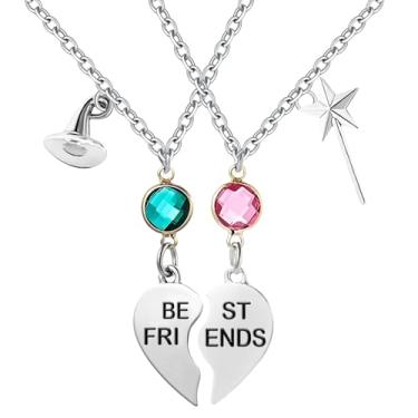 Imagem de pupvus Colar de 2 peças para melhores amigos musicais malvados, presente de joia da amizade má Oz para amigos, melhores amigas, Large, Metal, Cristal