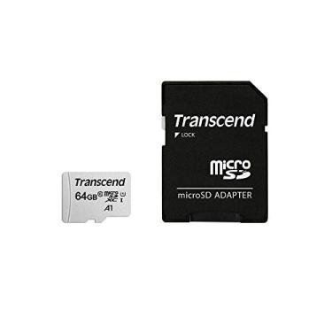 Imagem de Transcend 64GB 300S, cartão de memória, microSD, U1, A1, até 100 MB/s, para dispositivos móveis, com adaptador - TS64GUSD300S-AE