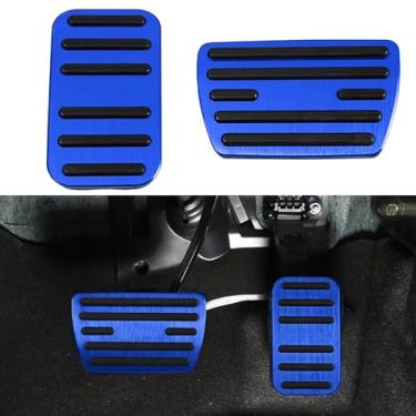 Imagem de XITER 2 peças de pastilhas de pedal de liga de alumínio antiderrapante para freio e acelerador capas de pedal para Honda Passport 2019 2020 2021 2022 acessórios interiores (azul)