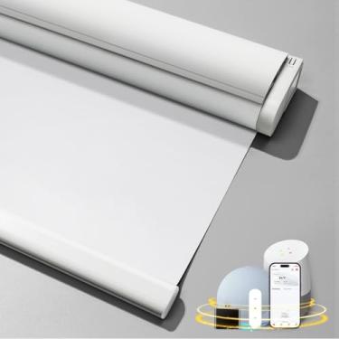 Imagem de Persianas motorizadas com controle remoto inteligente para persiana blackout de janela Persianas elétricas sem fio compatíveis com Alexa e Google Assistant, brancas, 58 cm L x 182 cm A