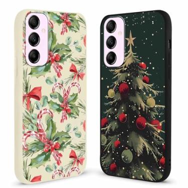 Imagem de Yomjew Pacote com 2 capas para celular Feliz Natal para Samsung Galaxy A55 5G 6,6 polegadas, linda árvore de Natal, design de doces, decoração de capa de silicone macio à prova de choque para meninas