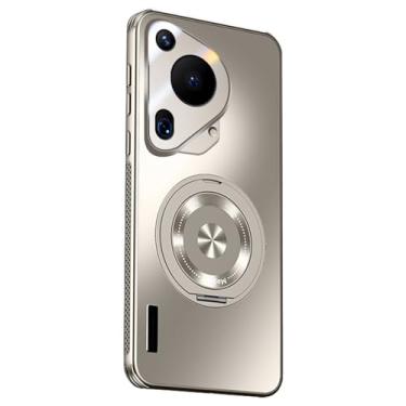 Imagem de POYUFRG Capa para Huawei Pura 70 Ultra/70 Pro/70 Pro+/70, proteção de lente com tudo incluído, capa magnética antiqueda com suporte ajustável, prata, 70 Ultra
