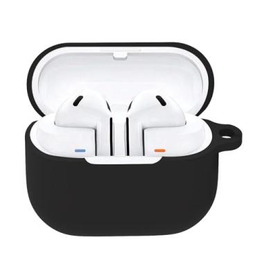 Imagem de WUWOCJ Capa compatível com Samsung Galaxy Buds 3 e Galaxy Buds 3 Pro, capa de silicone macio, acessórios de fone de ouvido com mosquetão (preto)