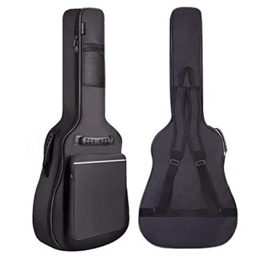 Imagem de GIGKOUKI Bolsa para violão-41 polegadas Capa para guitarra acústica macia 0,91 cm espessa com esponja acolchoada, bolsa de guitarra elétrica à prova d'água alça dupla ajustável, baixo ajustável, guitarra clássica, Ukulele-preto