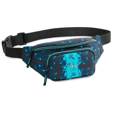 Imagem de Minecraft Pochete infantil, pochete para meninos gamer, Azul/preto, One Size, Pacote de cintura