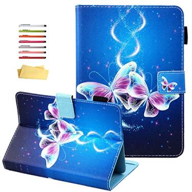 Imagem de UUcovers Capa universal para tablet de 7 polegadas para Samsung Galaxy Tab A 7.0 (SM-T280) e Galaxy Tab 4 7.0 (SM-T230NU) e Fire 7 9ª/7ª/5ª geração 2019/2017/2015, capa com suporte, borboleta roxa