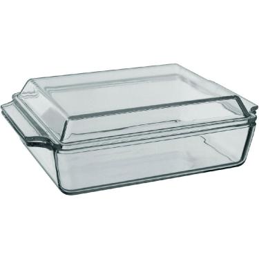 Imagem de ASSADEIRA TRAVESSA RETANGULAR HOME&CO COM TAMPA VIDRO TEMPERADO 2L 9x30x21cm TRANSPARENTE
