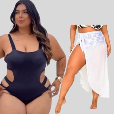 Imagem de Kit 2 Maiô Plus Size Feminino Engana Mamãe Saida De Praia pareo - rv m