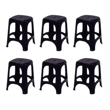 Imagem de 6 Banquetas Tramontina Niterói ECO em Polipropileno Preto 45cm 92411009