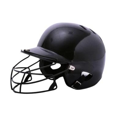 Imagem de oshhni Capacete de beisebol Guarda de furos de ventilação confortáveis ​​com capacete de softball de máscara para jogos esportes para torneios ao ar livre, Preto