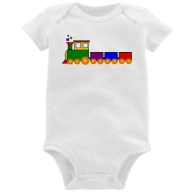 Imagem de Body Bebê Trenzinho Colorido - Foca na Moda, Branco, P