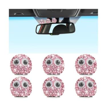 Imagem de Mandark 6 peças de acessórios de espelho retrovisor de carro, decoração de painel de veículo com strass de fuligem, enfeite de interior automotivo engraçado de diamante, universal para a maioria dos