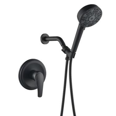 Imagem de SHAMANDA Conjunto De Torneira De Chuveiro Com 7 Funções, Filtro De Chuveiro De Mão, Conjunto Combinado De Chuveiro, Sistema De Chuveiro, Kit De Acabamento De Chuveiro, Preto Fosco