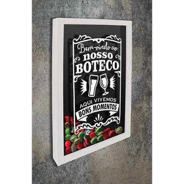 Imagem de Quadro Porta Tampinhas Nosso Boteco- Quadro Novo, 30x40, Branco