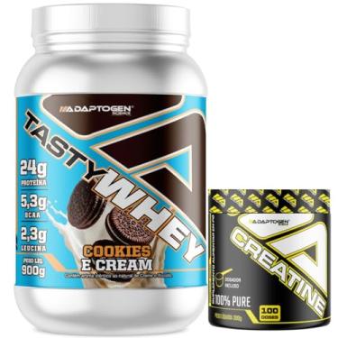 Imagem de Tasty Whey 3W Sabor Cookies and Cream 900g + Creatina 300g - Adaptogen Science