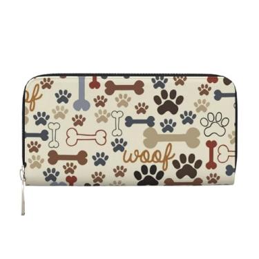 Imagem de TREJUKY Carteira fofa para cães Great Pyrenees para homens e mulheres, bolsa de mão longa com zíper para viagem, porta-moedas, de couro, porta-cartões de crédito, Ossos com estampa de pata de