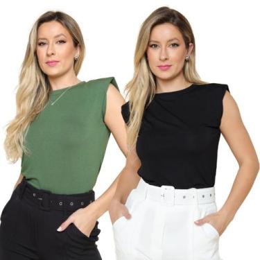 Imagem de Kit T-shirt Regata muscle tee ombreira feminina - IVSTORE, Verde milit