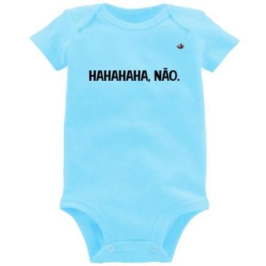 Imagem de Body Bebê Hahahaha, Não. - Foca na Moda, Azul bebê, G