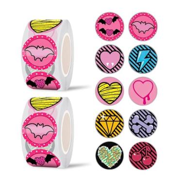 Imagem de Pounchi Adesivos de desenho animado do ensino médio (1000 peças de 2,5 cm) adesivos de recompensa de desenho animado em 2 rolos 10 designs presentes para professores materiais escolares adesivos de