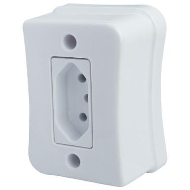 Imagem de Tomada Simples 2p+t 10A Sobrepor Externo Com Placa Espelho Branco Com 