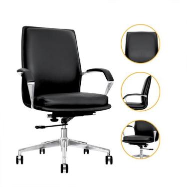 Imagem de Cadeira de Escritório Home Office Presidente Orion Preta Encosto e Ass