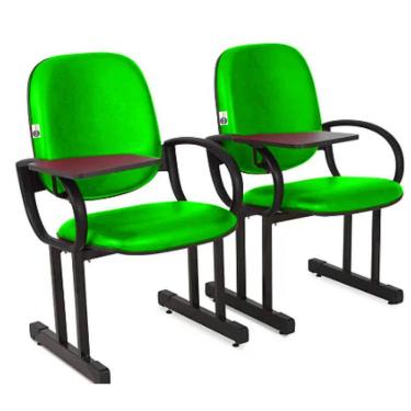 Imagem de 02 Cadeiras Escolar para Auditório e Escolas com Prancheta Linha Dallas Auditório Verde