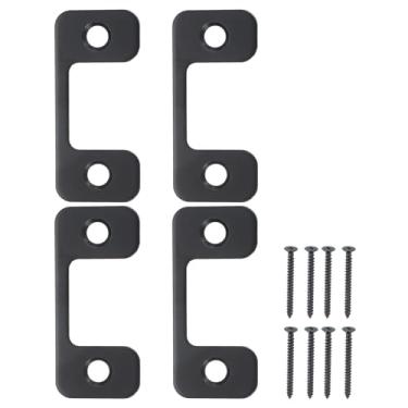 Imagem de PATIKIL Placa de bloqueio de fechadura de 2,5 cm x 5,7 cm, conjunto de 4 placas ajustáveis com parafusos de aço inoxidável para fechaduras eletrônicas Placa de segurança doméstica e de aluguel, preta