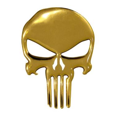 Imagem de Adesivo Caveira Justiceiro Resinado Dourado Carros Motos Capacetes - M