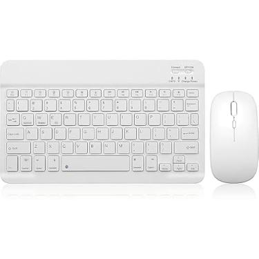 Imagem de Teclado Bluetooth RGB com mouse, Tablet Backlight para iPad, Android, Windows Branco ou Preto (Branco)
