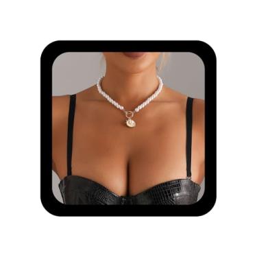 Imagem de Xduargs Gargantilha vintage de pérola e concha do mar, colar com pingente de estrela do mar, pérola sintética, joia feminina, Zinco, Sem Pedra Preciosa