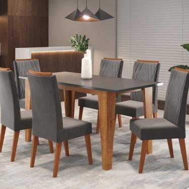 Imagem de Mesa De Jantar Retangular Gales Com 6 Cadeiras Madeira Maciça