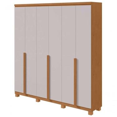 Imagem de Guarda-roupas Casal Alonzo 6 Portas 4 Gavetas Sem Espelho 100% Mdf Com Pés - Lopas Amendoa Clean/off White
