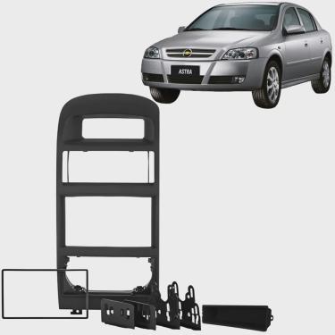Imagem de Moldura Painel Rádio 1 Din Central 2 Din Mp5 Som Astra Ar Digital 1998 à 2012 Preta