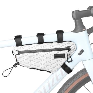 Imagem de Rhinowalk Bolsa para quadro de bicicleta à prova d'água Bolsa triangular para bicicleta 1,8 L, bolsa sob o tubo, acessórios profissionais de ciclismo (M)-branca