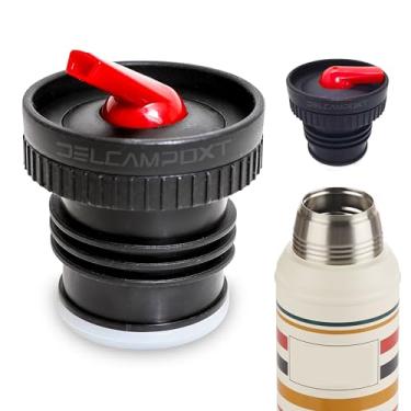 Imagem de DelCampoXT Tampa de substituição Pico de Mate Tampa Termo/térmica – Serve para garrafas Stanley Classic isoladas a vácuo de boca larga (1,1QT, 1,5QT, 2QT) - Preto/Vermelho - Conjunto de 1